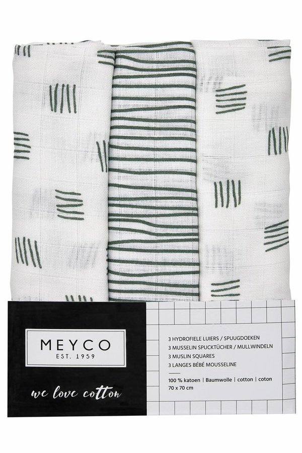 Hydrofiele doeken Meyco | 3-Pack | Stripe forest green | 70x70